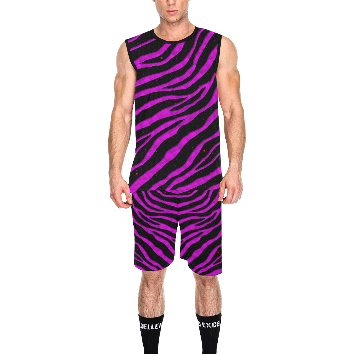 Ripped SpaceTime Stripes - Pink All Over Print Basketball Uniform