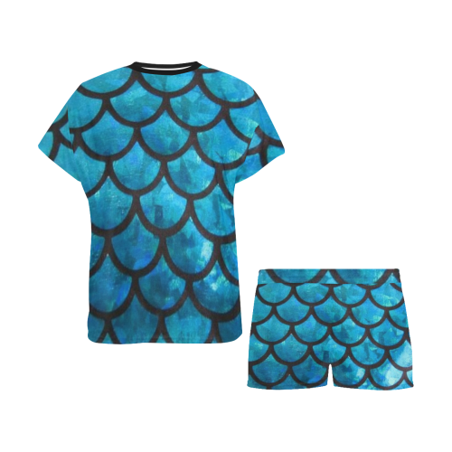 Mermaid SCALES blue Women's Short Pajama Set