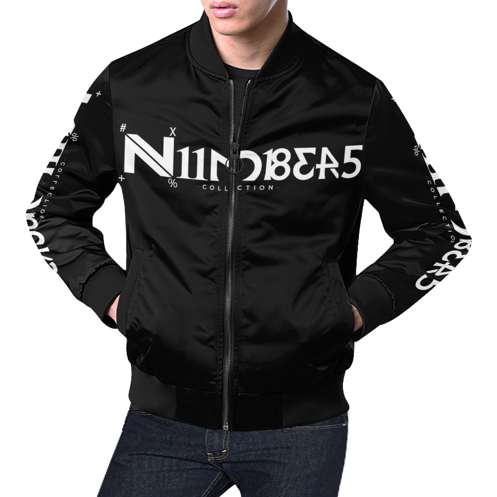 NUMBERS Collection LOGO Black/White All Over Print Bomber Jacket for Men (Model H19)