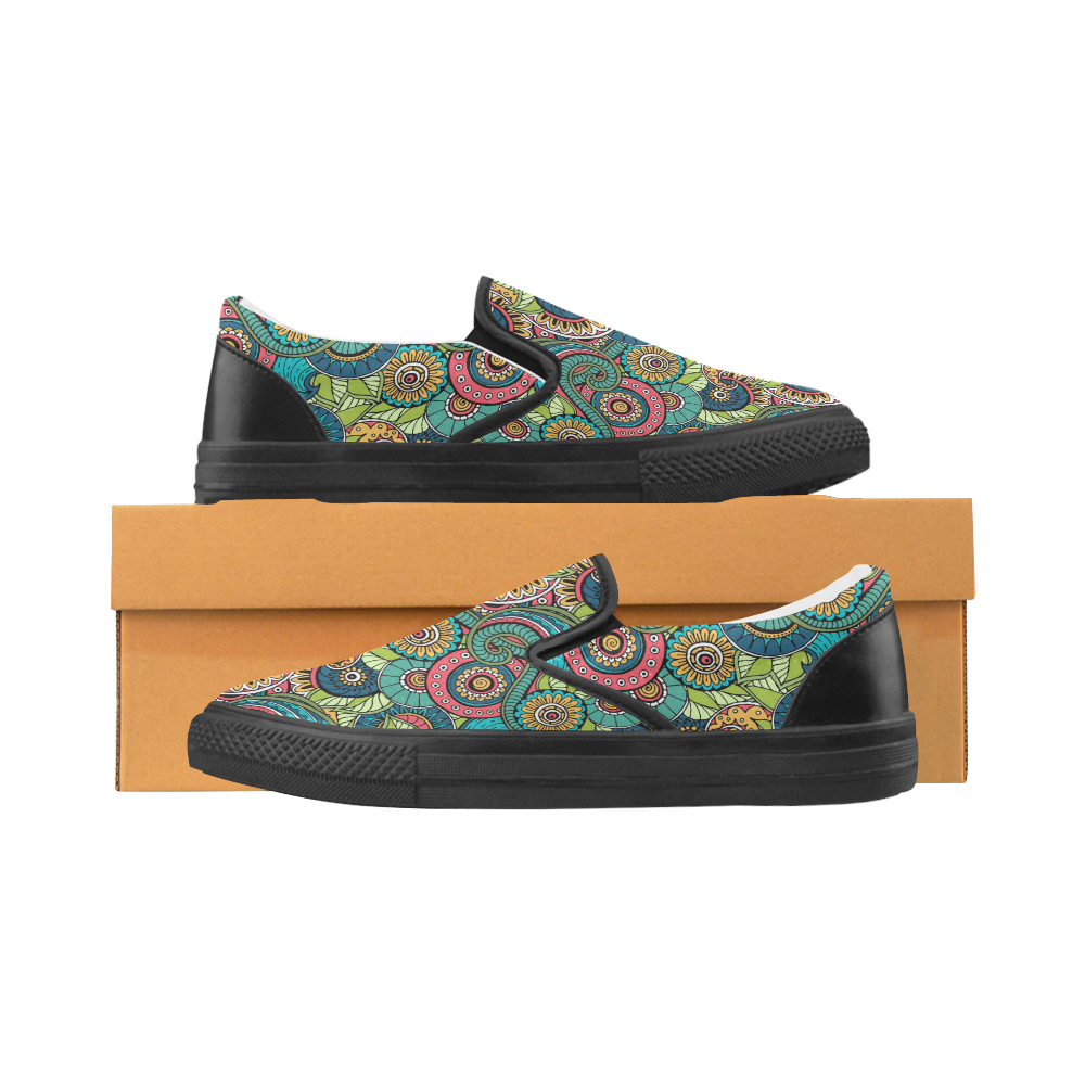Mandala Pattern Slip-on Canvas Shoes for Men/Large Size (Model 019)