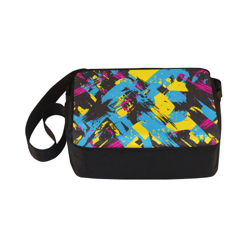 Colorful paint stokes on a black background Classic Cross-body Nylon Bags (Model 1632)