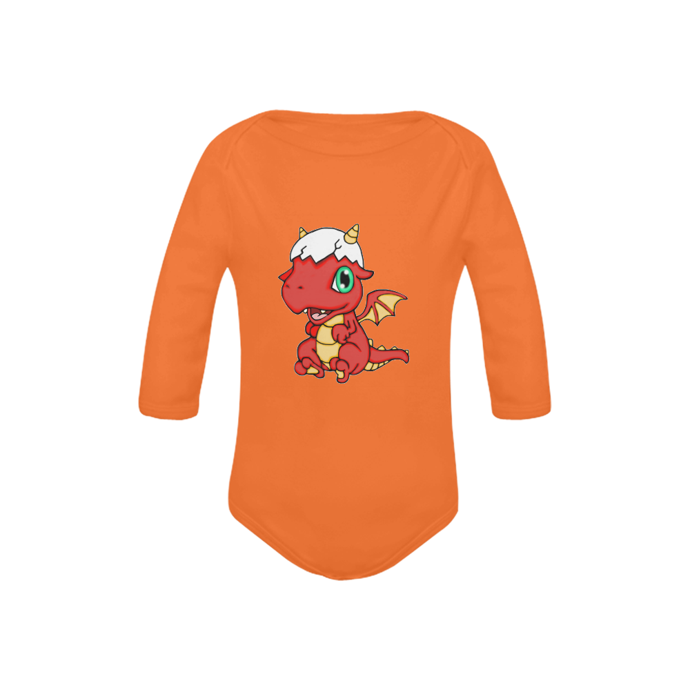 Baby Red Dragon Orange Baby Powder Organic Long Sleeve One Piece (Model T27)