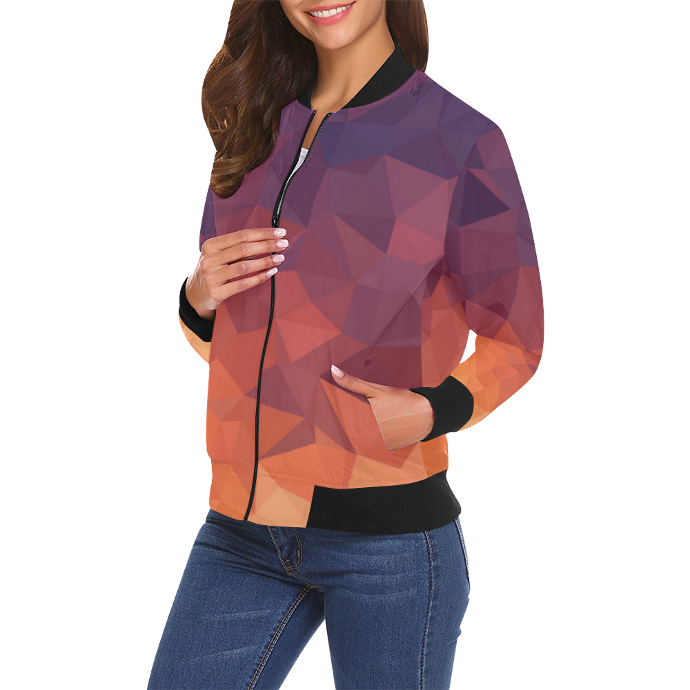Jacket with DESIGN BLOCKS All Over Print Bomber Jacket for Women (Model H19)