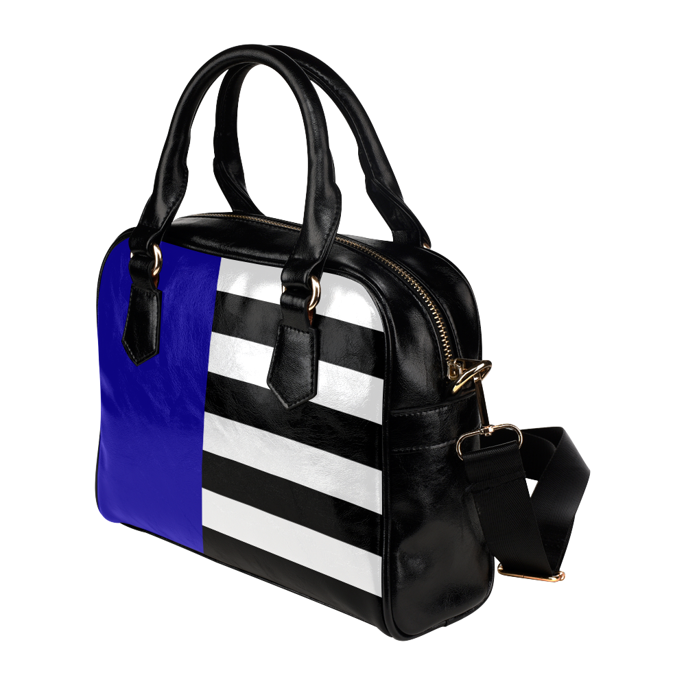 Blue and Stripes Mixed Print Shoulder Handbag (Model 1634)