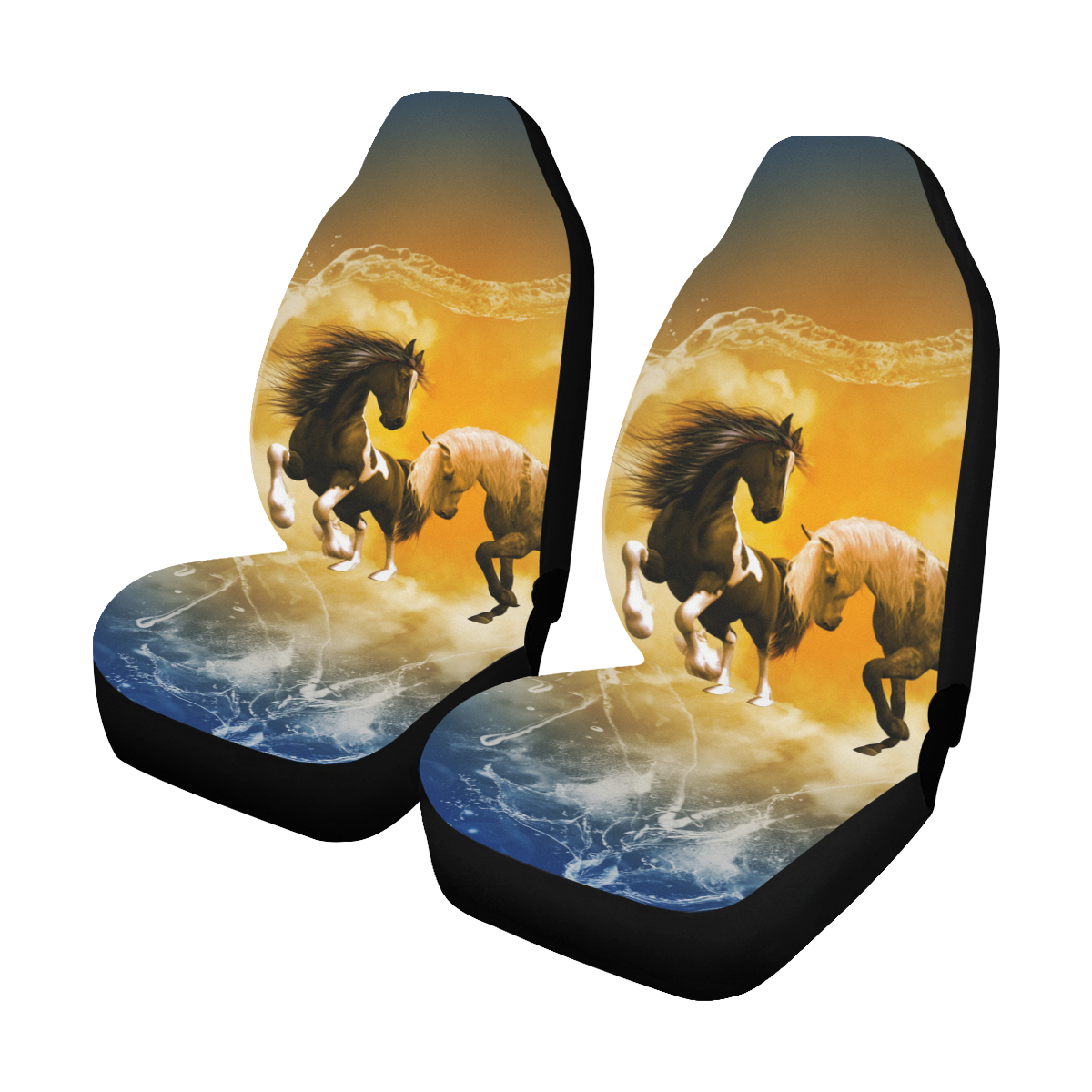 Horses with heart made of water Car Seat Covers (Set of 2)