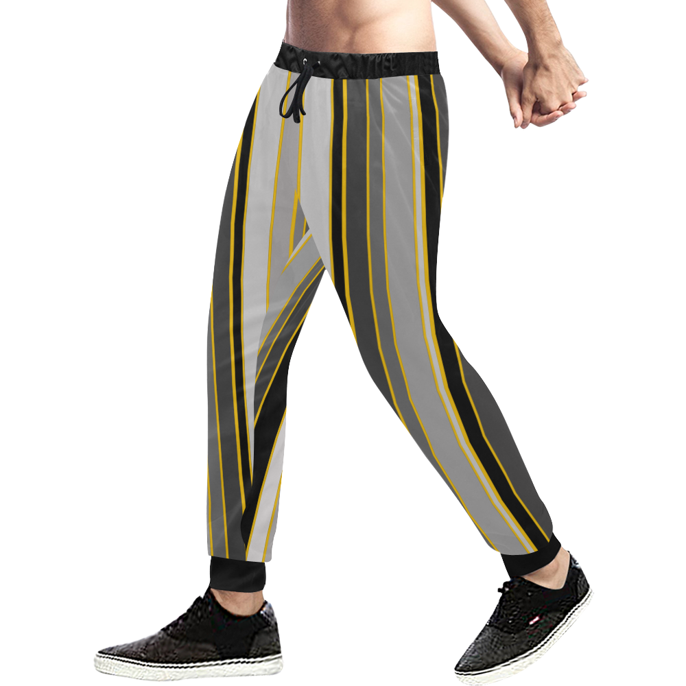 from black to grey Men's All Over Print Sweatpants (Model L11)