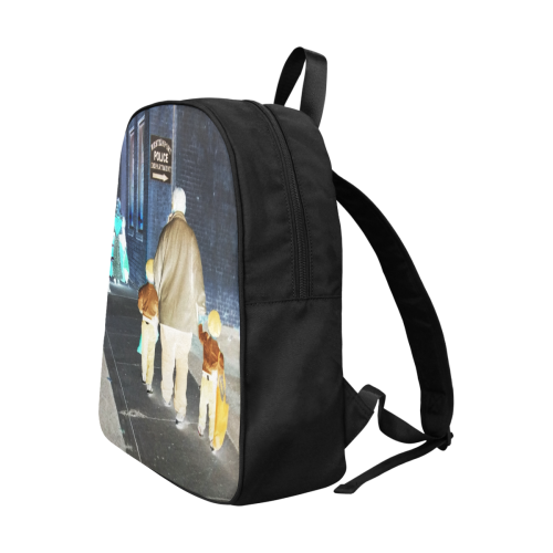 Ghosts roaming the street Fabric School Backpack (Model 1682) (Large)
