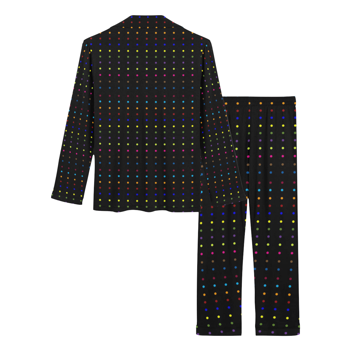 Retro 1960s Colorful Dots Pattern Design Women's Long Pajama Set