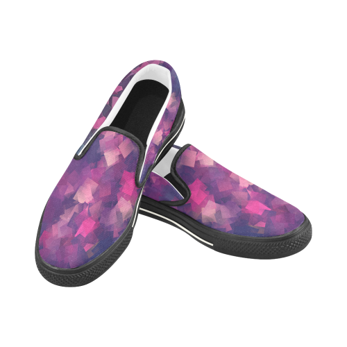 purple pink magenta cubism #modern Slip-on Canvas Shoes for Kid (Model 019)