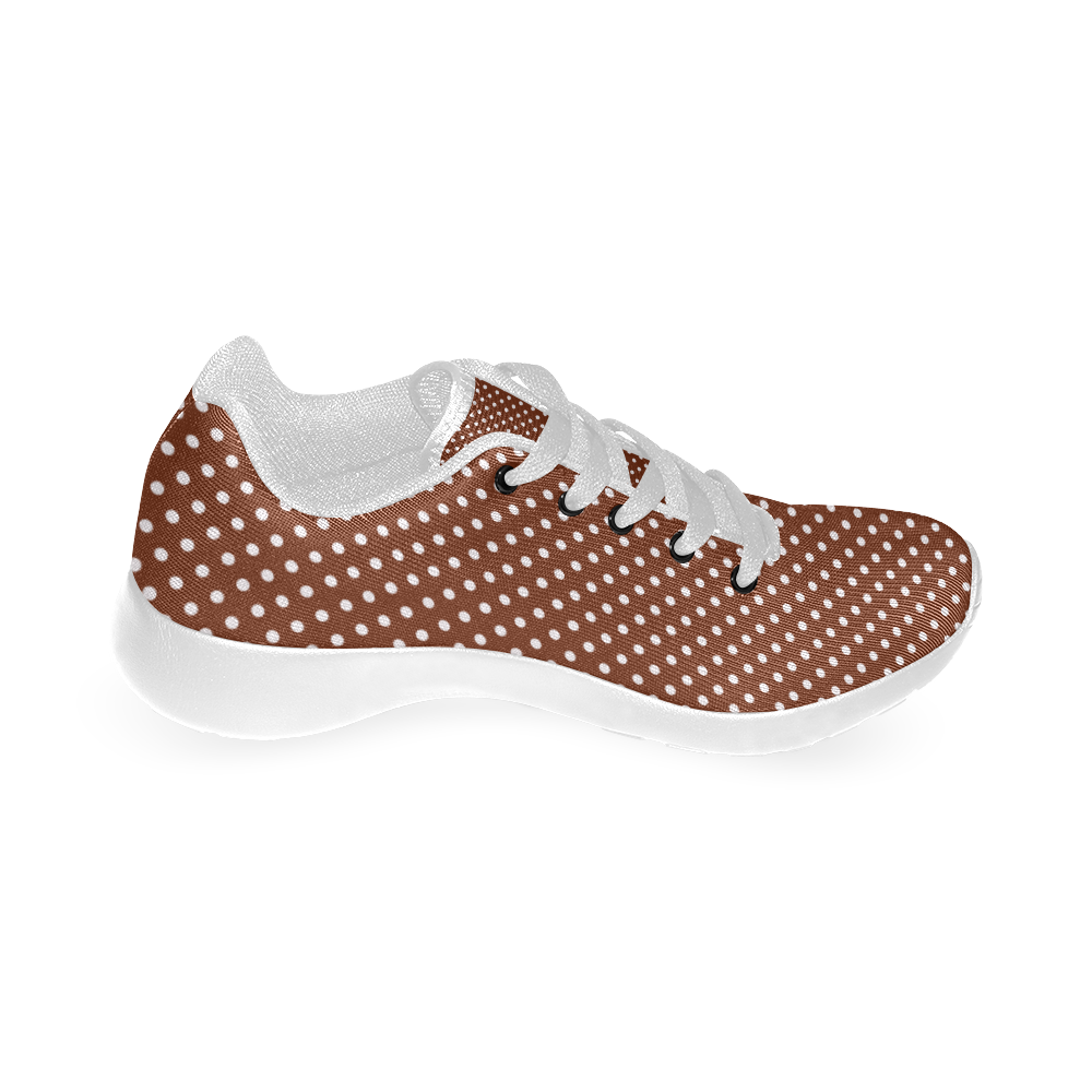 Brown polka dots Kid's Running Shoes (Model 020)
