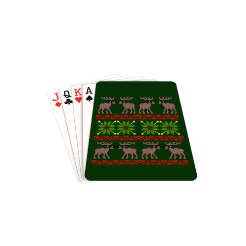 Christmas Ugly Sweater Reindeer (Deal With It ) on Green Playing Cards 2.5"x3.5"