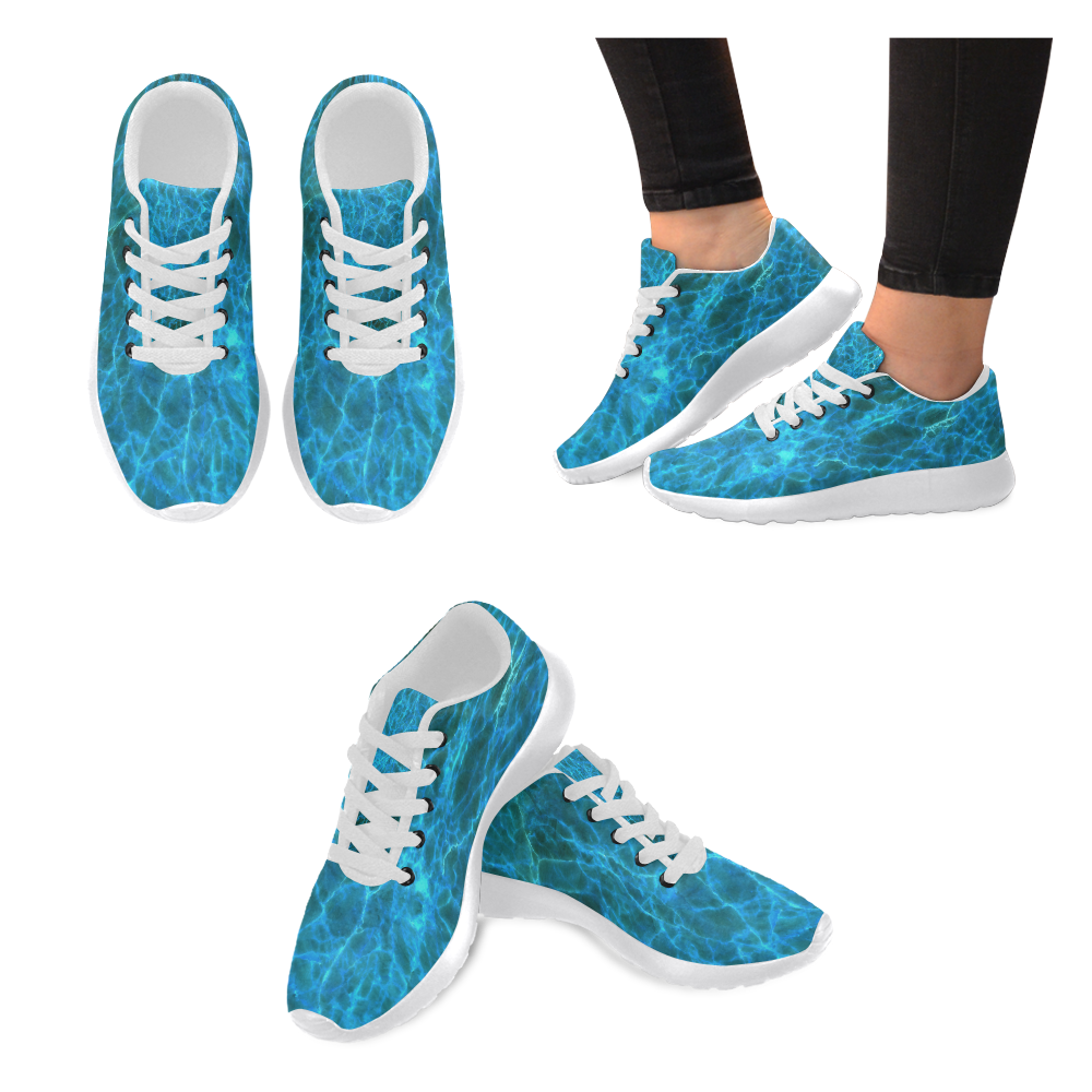 blue scratch pattern Women’s Running Shoes (Model 020)