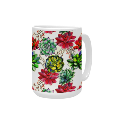 Vibrant Succulent Cactus Pattern Custom Ceramic Mug (15OZ)
