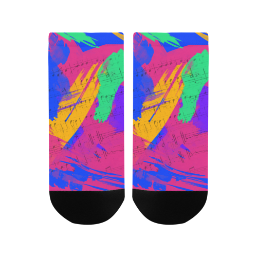 Groovy Paint Brush Strokes with Music Notes Men's Ankle Socks