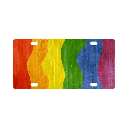 Gay Pride - Rainbow Flag Waves Stripes 3 Classic License Plate
