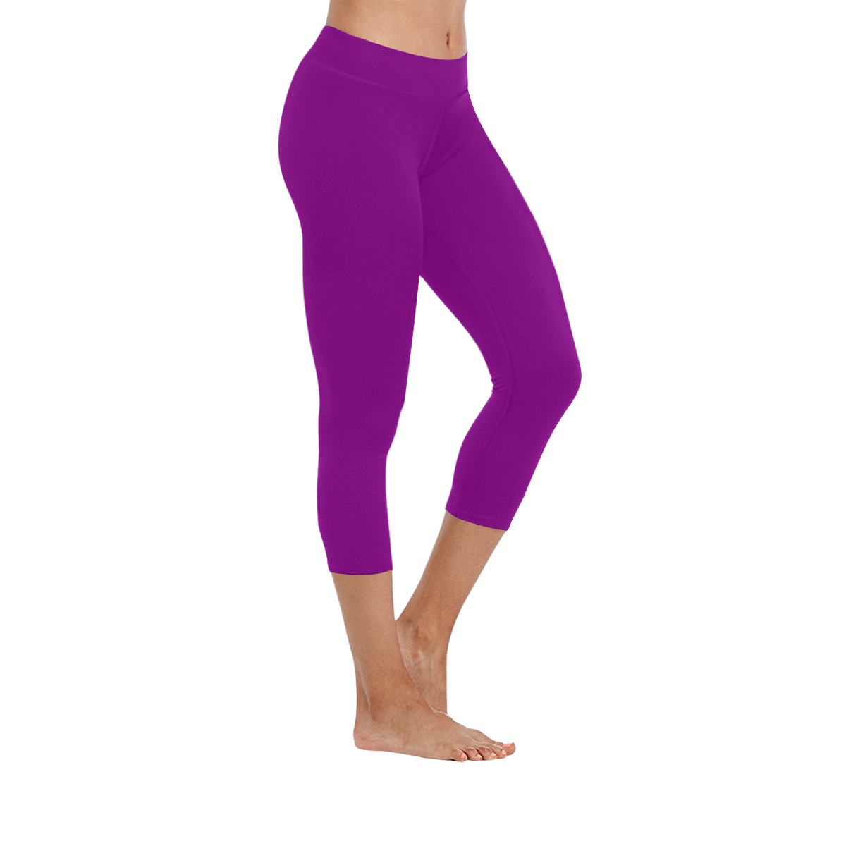 color dark magenta Women's Low Rise Capri Leggings (Invisible Stitch) (Model L08)
