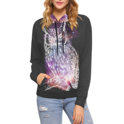 Cosmic Owl - Galaxy - Hipster All Over Print Hoodie for Women (USA Size) (Model H13)