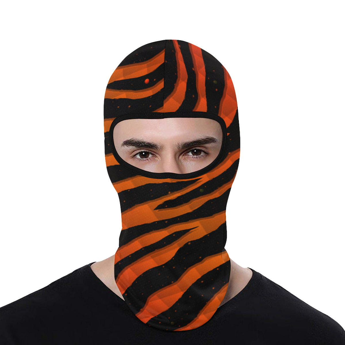 Ripped SpaceTime Stripes - Red/Orange All Over Print Balaclava