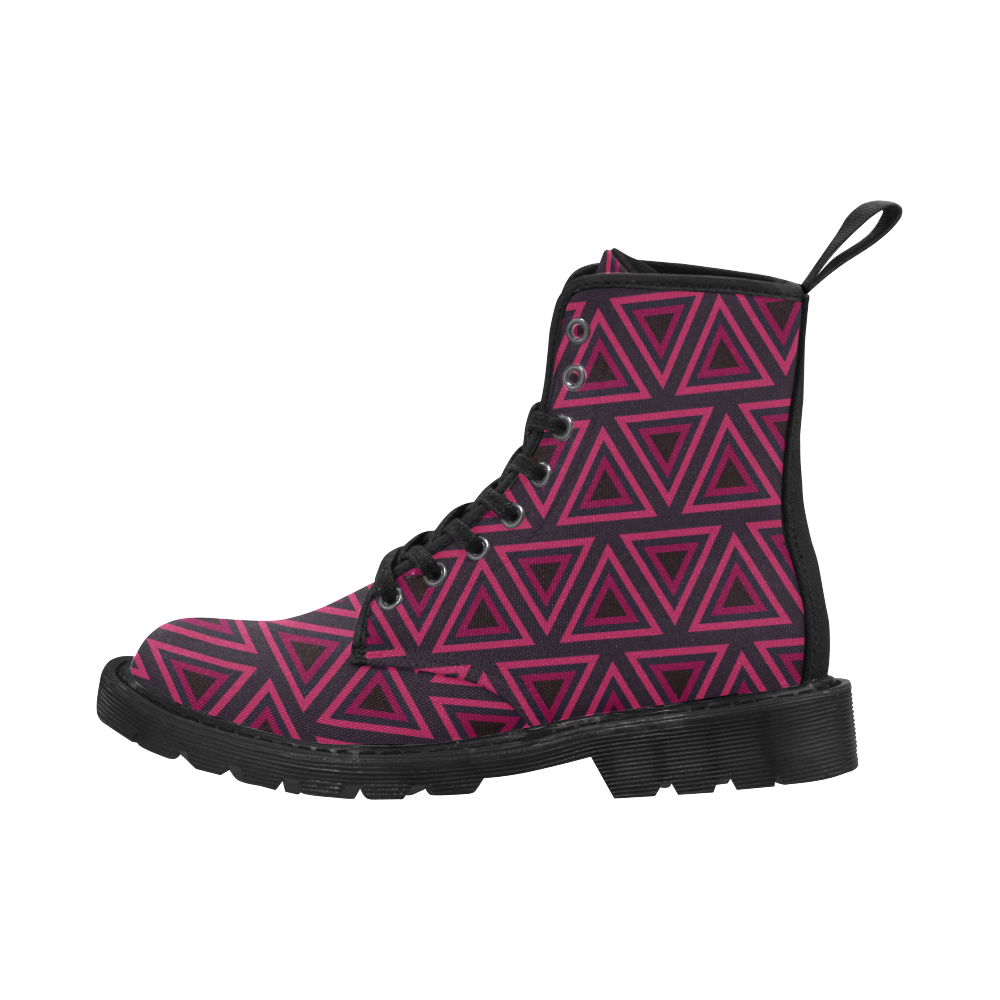 Tribal Ethnic Triangles Martin Boots for Women (Black) (Model 1203H)