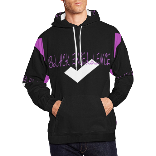 Black Excellence Purple and black Hoodie All Over Print Hoodie for Men/Large Size (USA Size) (Model H13)