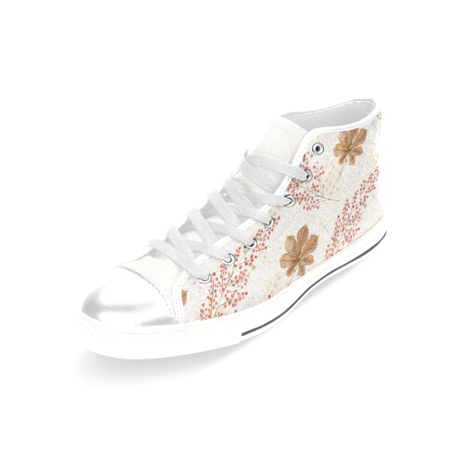 Fall Floral Shoes, Bloomy Leaves Women's Classic High Top Canvas Shoes (Model 017)