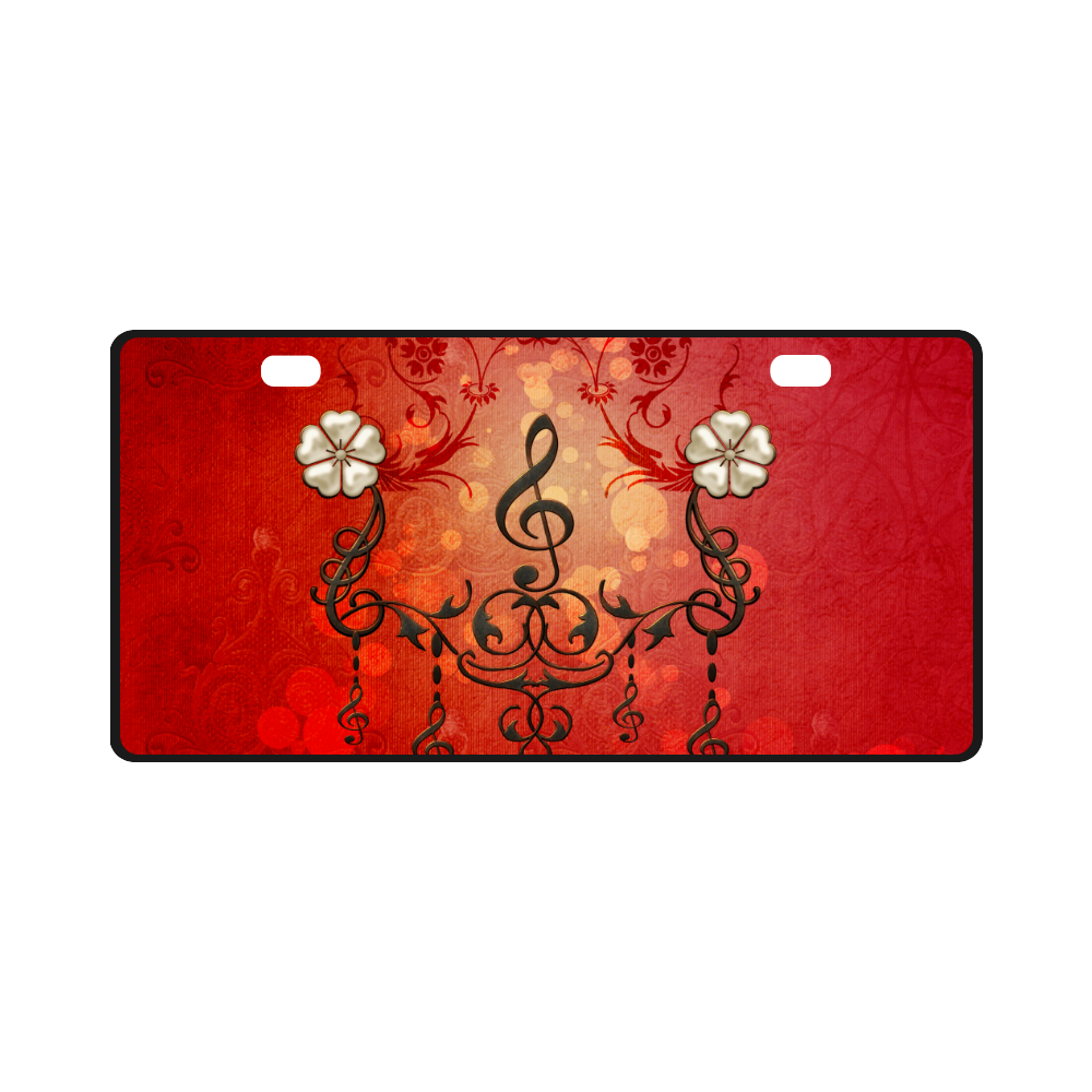 Music clef with floral design License Plate