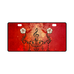Music clef with floral design License Plate