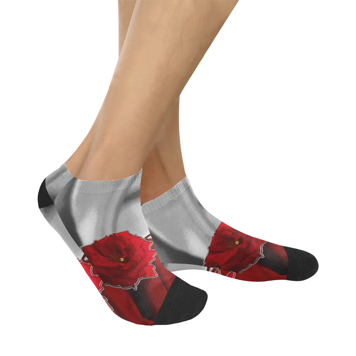 Two Tone Silk Rose Women's Ankle Socks