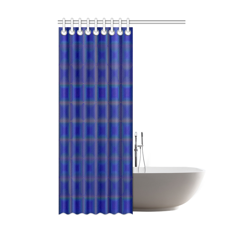 Royal blue golden multicolored multiple squares Shower Curtain 48"x72"
