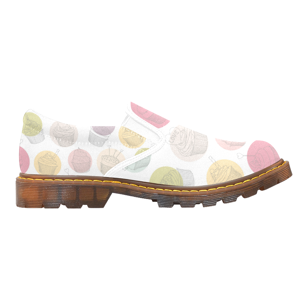Colorful Cupcakes Martin Women's Slip-On Loafer/Large Size (Model 12031)