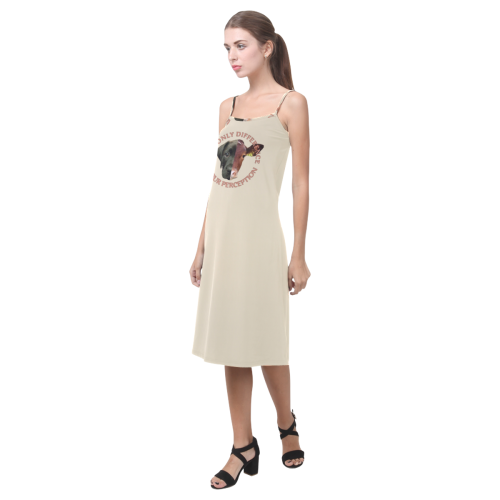 Vegan Cow and Dog Design with Slogan Alcestis Slip Dress (Model D05)