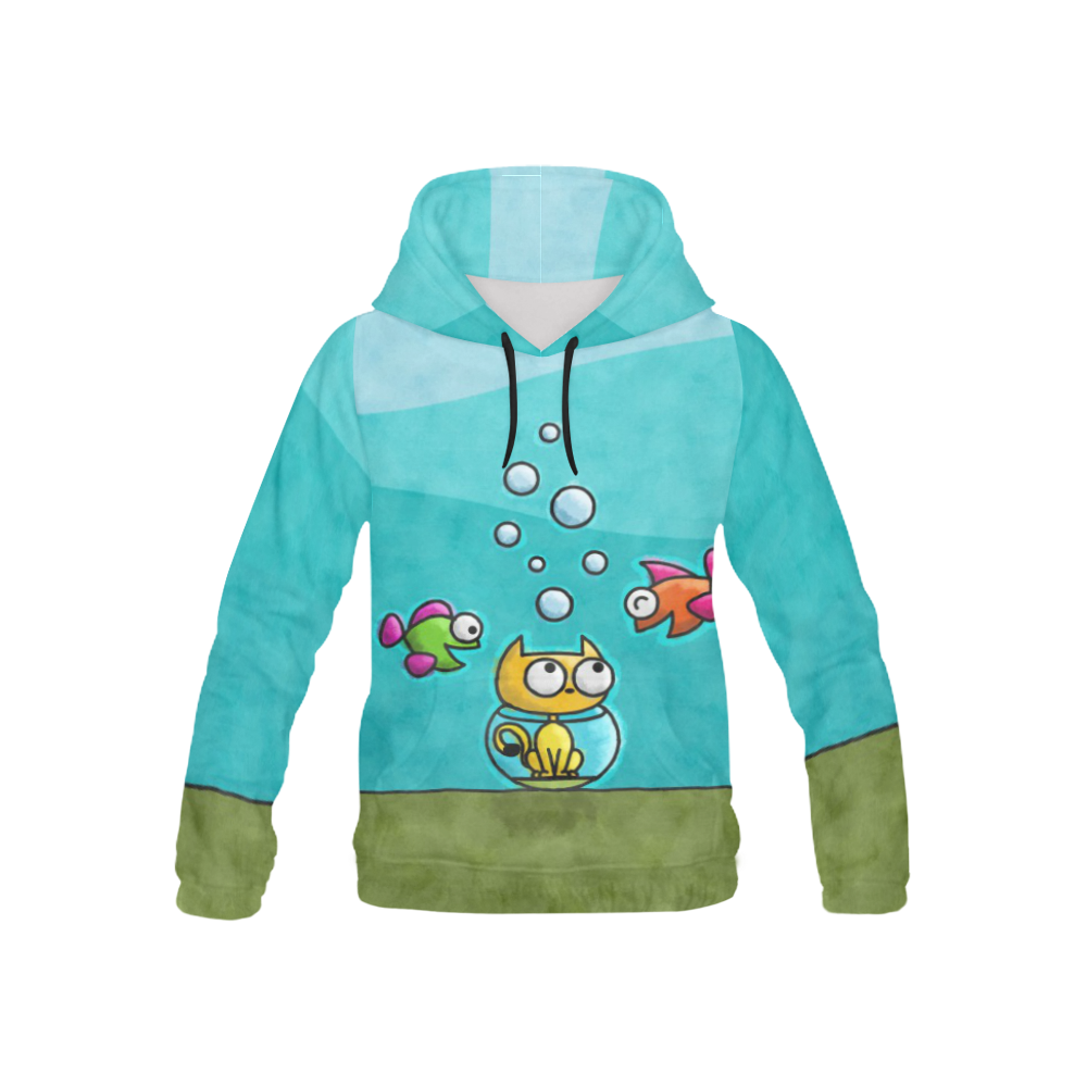 Stupid Cat All Over Print Hoodie for Kid (USA Size) (Model H13)