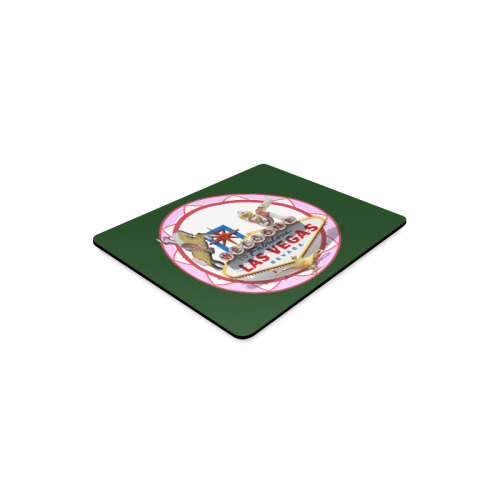 LasVegasIcons Pink Poker Chip on Green Rectangle Mousepad