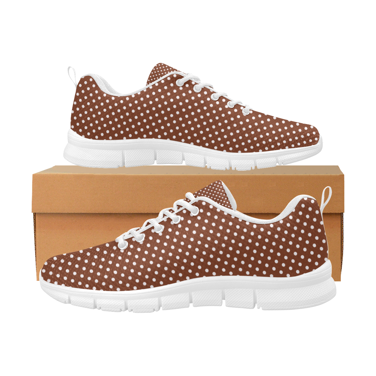 Brown polka dots Women's Breathable Running Shoes (Model 055)