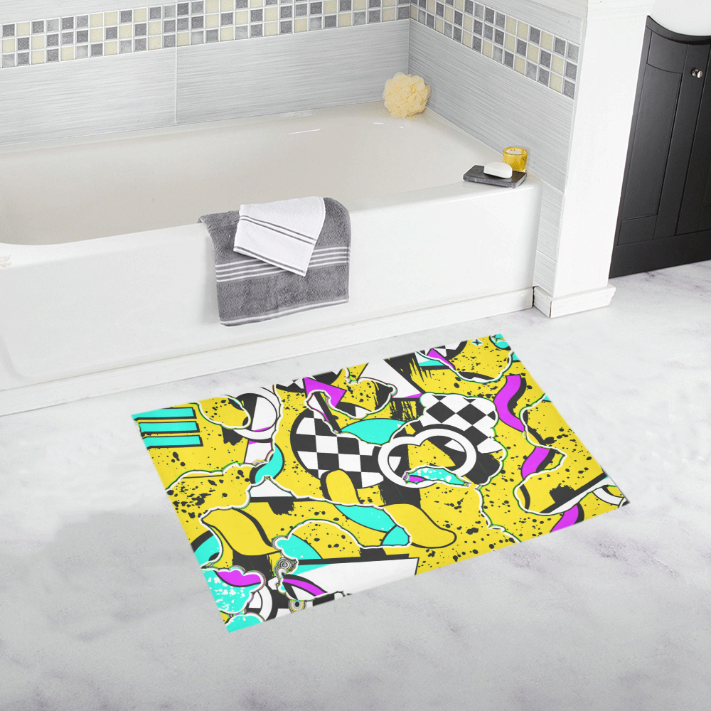 Shapes on a yellow background Bath Rug 20''x 32''