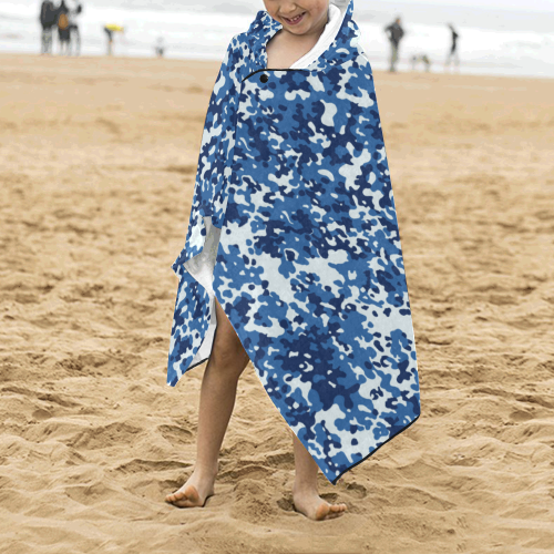 Digital Blue Camouflage Kids' Hooded Bath Towels