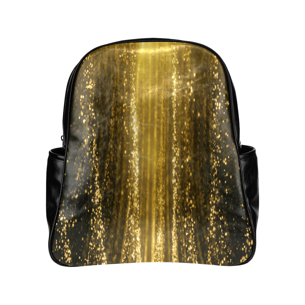 Golden Glitter Multi-Pockets Backpack (Model 1636)