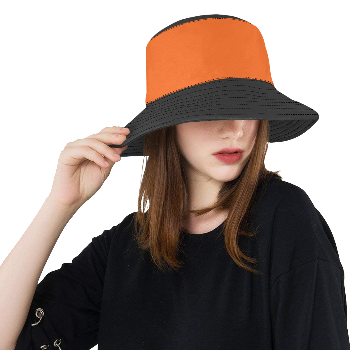 solid colors black and orange All Over Print Bucket Hat