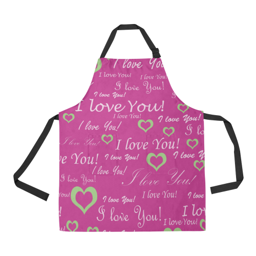 I Love You Floating Hearts All Over Print Apron