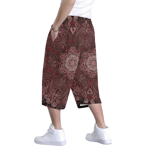 Red, orange, pink and brown 3D Mandala Pattern Men's All Over Print Baggy Shorts (Model L37)