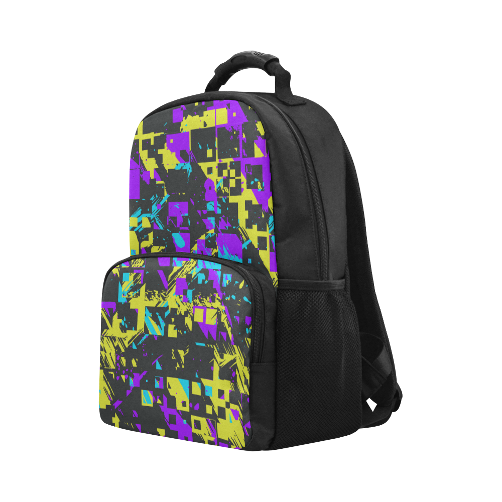 Purple yelllow squares Unisex Laptop Backpack (Model 1663)