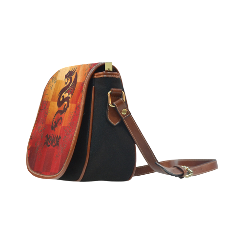 Tribal dragon  on vintage background Saddle Bag/Small (Model 1649)(Flap Customization)