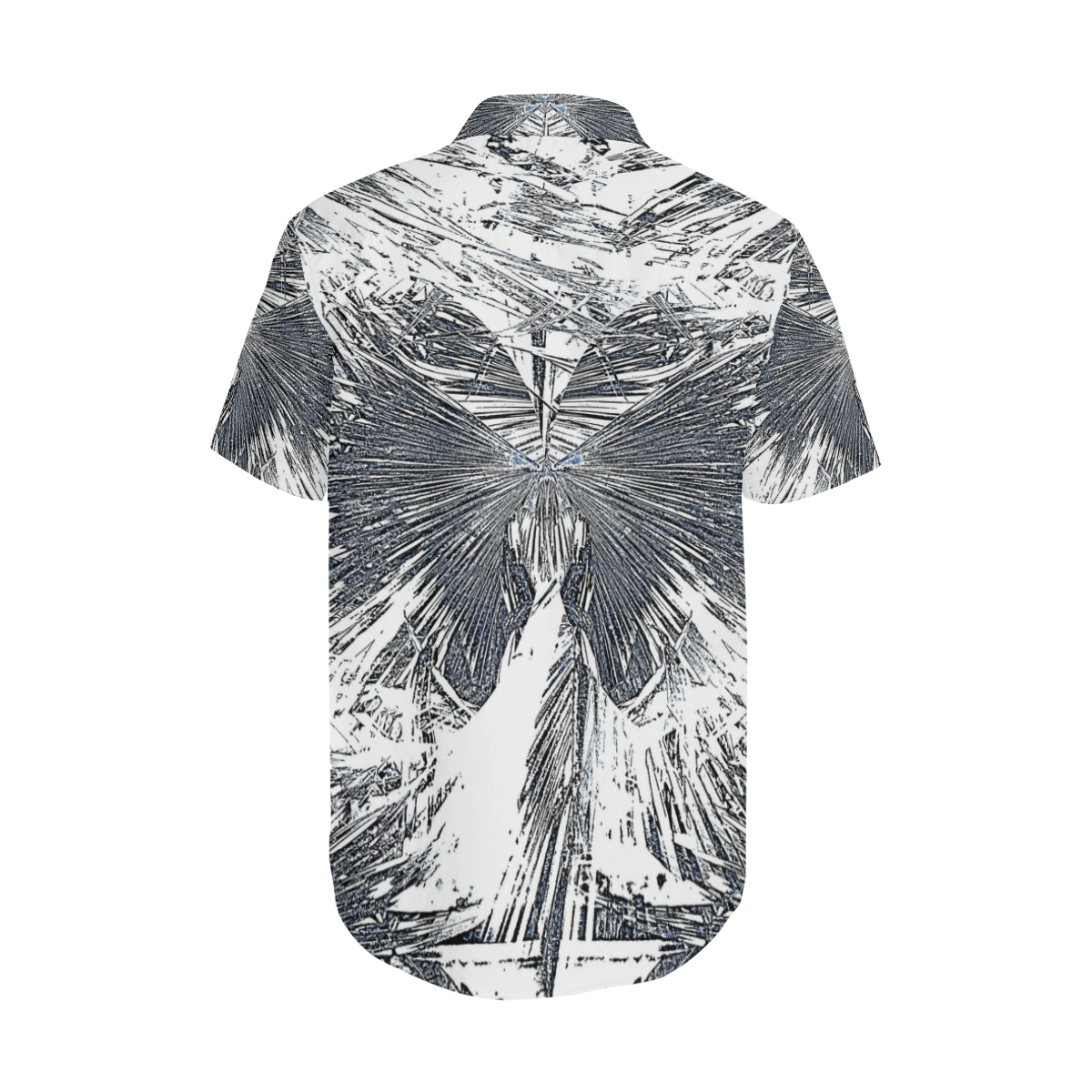 winged White Men's Short Sleeve Shirt with Lapel Collar (Model T54)