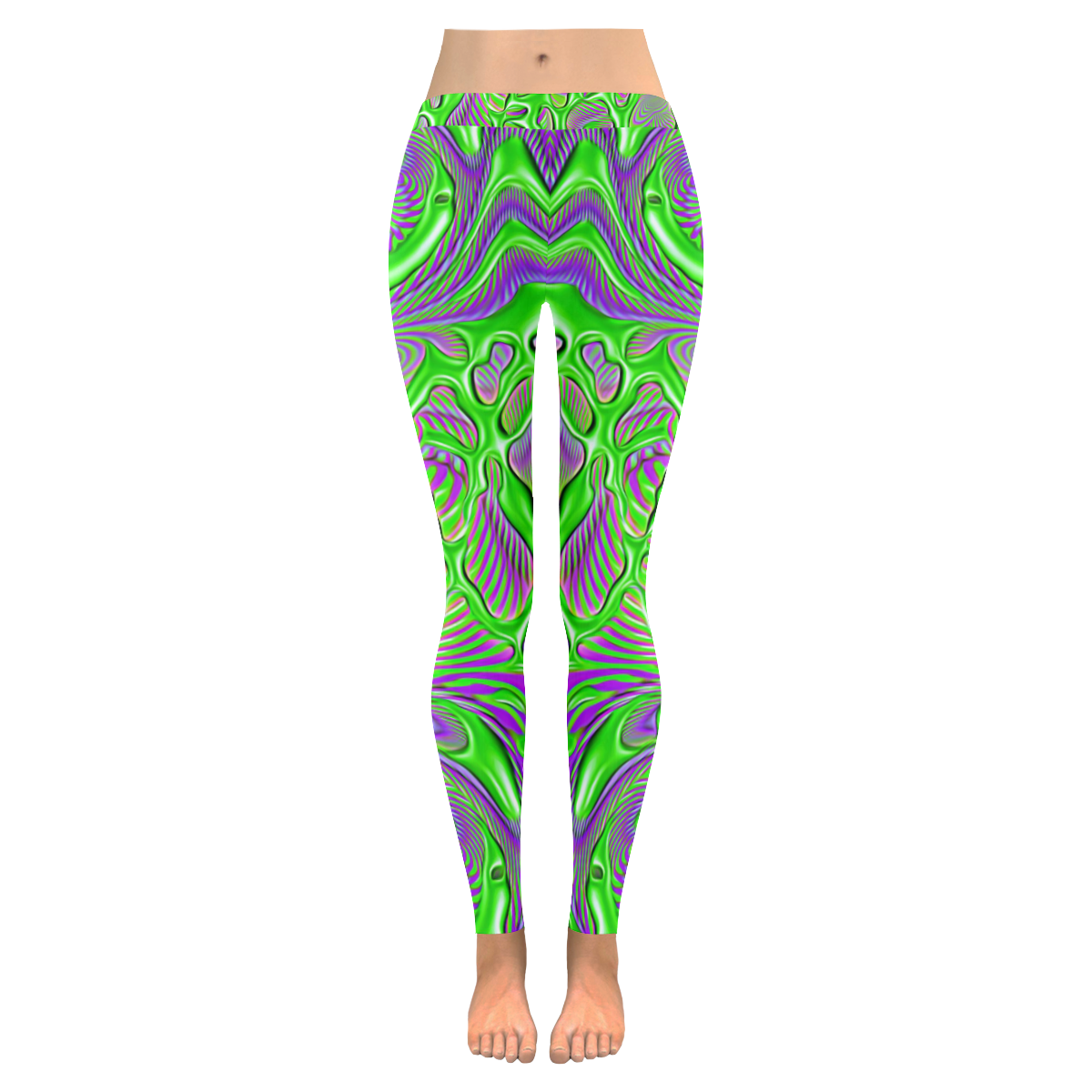 Neon Slime Women's Low Rise Leggings (Invisible Stitch) (Model L05)