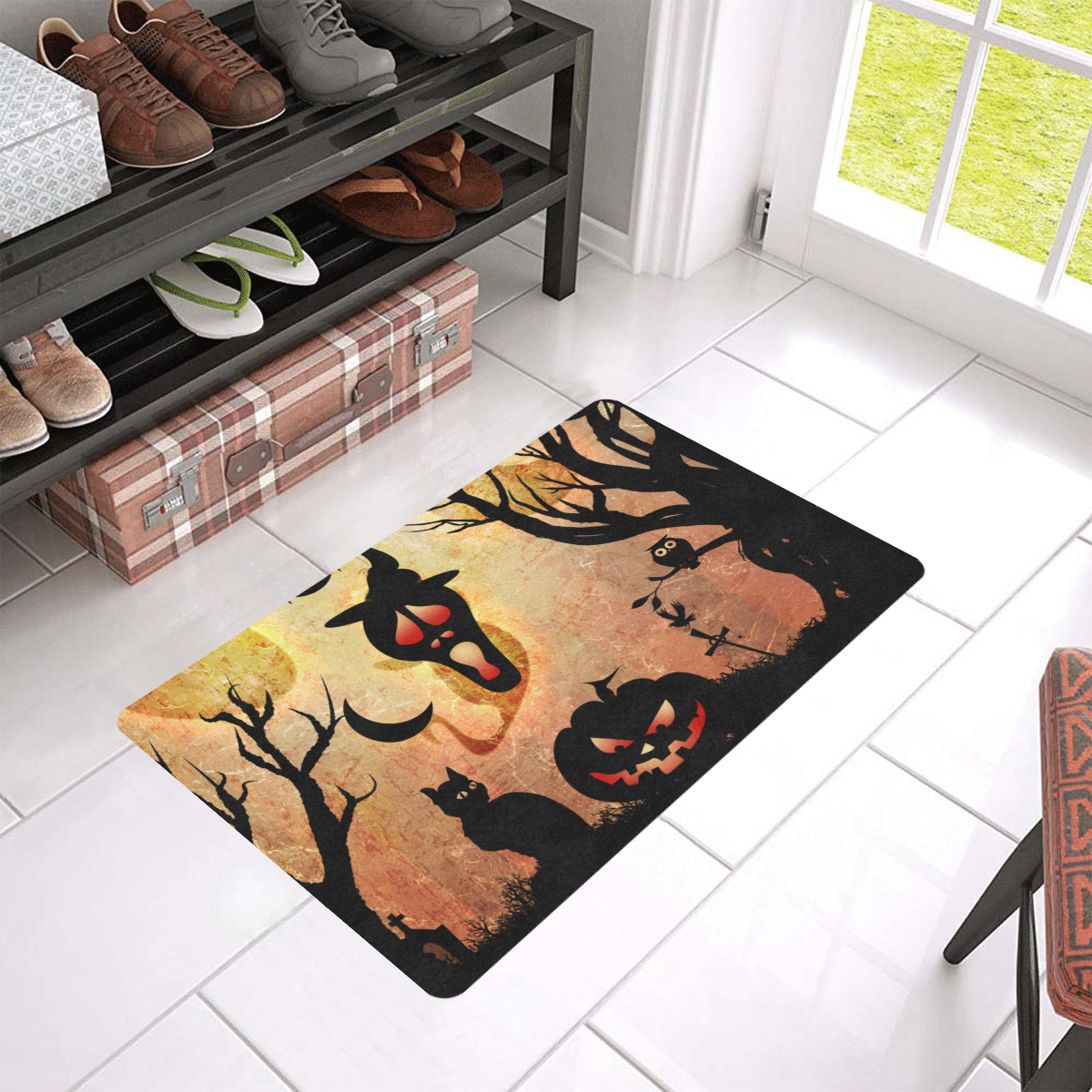 Funny halloween design Doormat 24"x16" (Black Base)