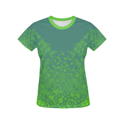 Viridian Wildflower Print by Aleta All Over Print T-shirt for Women/Large Size (USA Size) (Model T40)