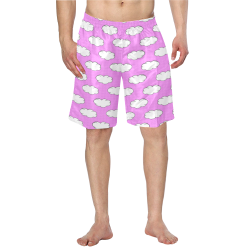 Clouds with Polka Dots on Pink Men's Swim Trunk (Model L21)