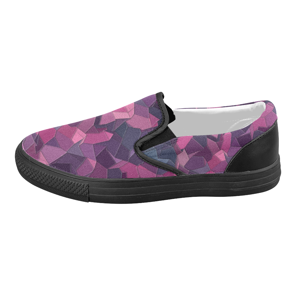 purple pink magenta mosaic #purple Women's Slip-on Canvas Shoes (Model 019)