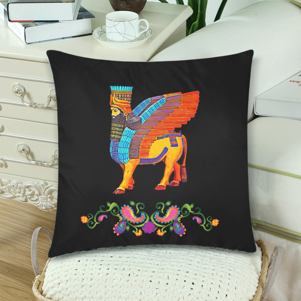 Colorful Lamassu Custom Zippered Pillow Cases 18"x 18" (Twin Sides) (Set of 2)