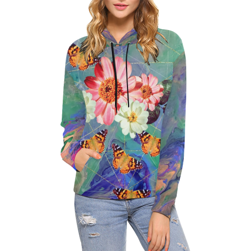 blitzenbloom All Over Print Hoodie for Women (USA Size) (Model H13)